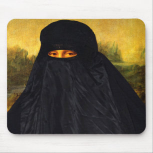 Tapis De Souris Mona Lisa cachée derrière la burqa