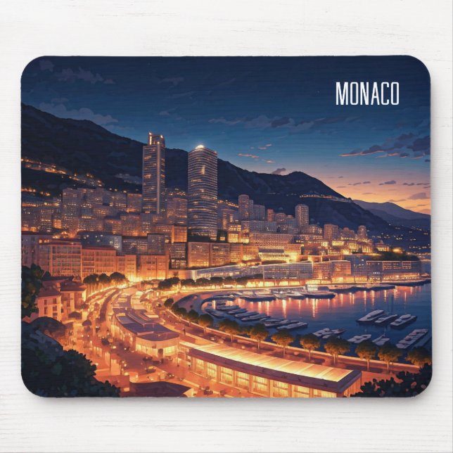 Tapis De Souris Monaco Monte Carlo la nuit (Devant)