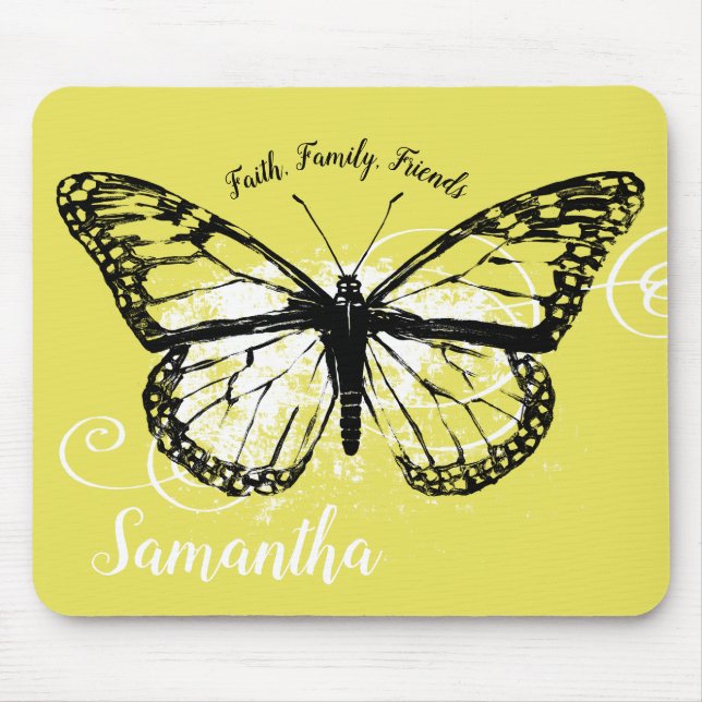 Tapis De Souris Monarque papillon Jaune Inspiration (Devant)
