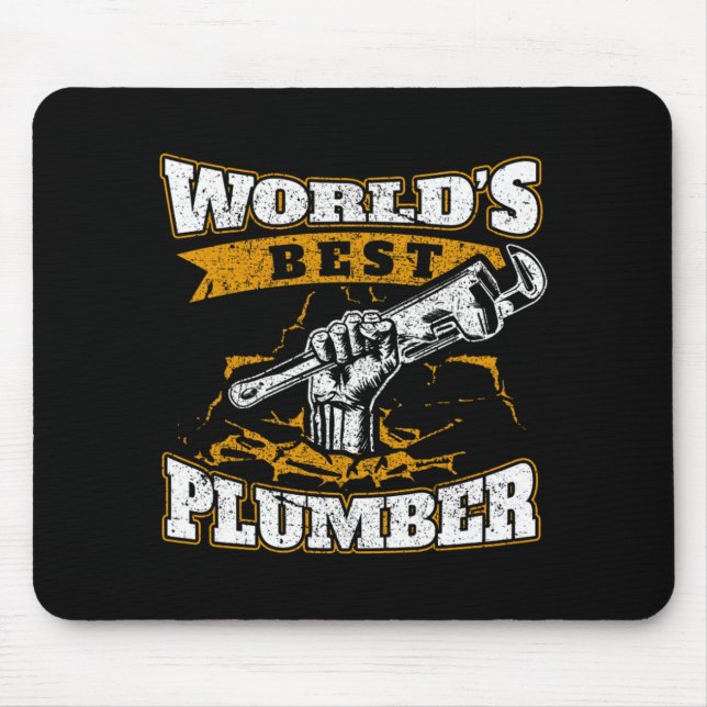Tapis De Souris Mondes Meilleurs Plomber Plumbing Drôle Citations (Devant)