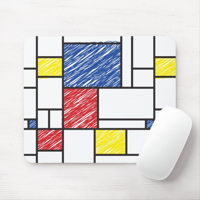 Tapis De Souris Mondrian Gribouillages Minimaliste Art Moderne De  (Avec souris)