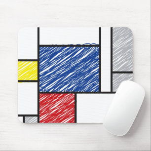 Tapis De Souris Mondrik Scribbles Minimalist De Stijl Art Moderne