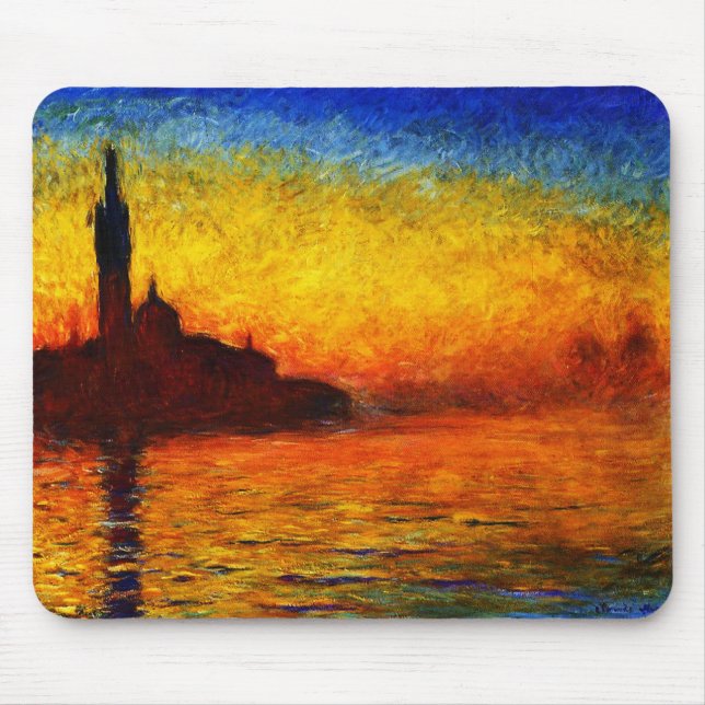Tapis De Souris Monet-Coucher du soleil de Claude à Venise (Devant)