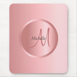 Tapis De Souris Mono gram Modèle Moderne Elegant Rose Or
