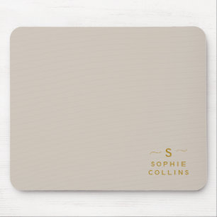 Tapis De Souris Monogram Blush Cream Gold Minimalist Nom élégant