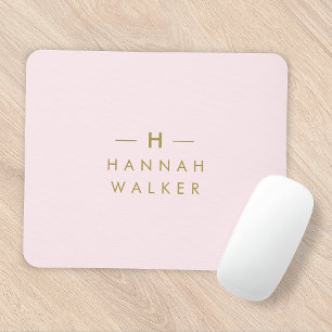 Tapis De Souris Monogram Blush   Elegant Gold Minimum