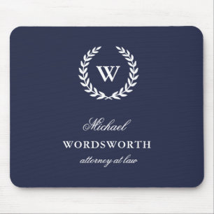 Tapis De Souris Monogram Classic Élégant Business Blue Mousepad