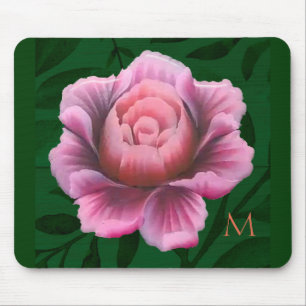 Tapis De Souris Monogram Dk Green Rose Flower