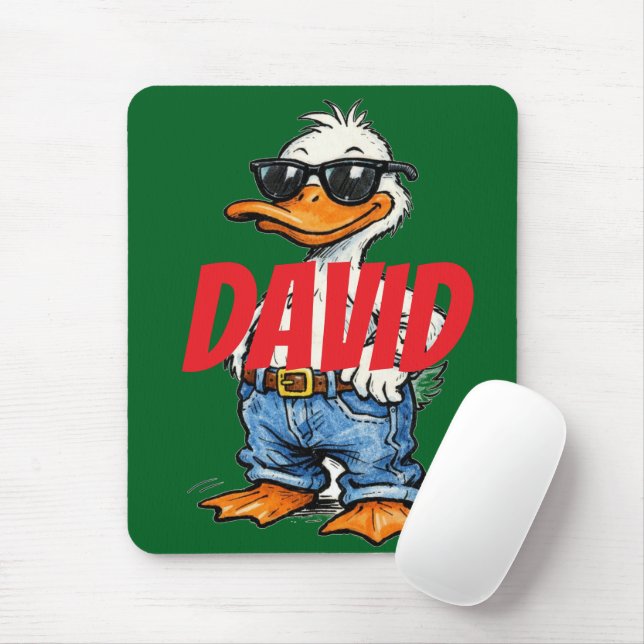 Tapis De Souris Monogram fun cartoon Green Red Funny duck (Avec souris)