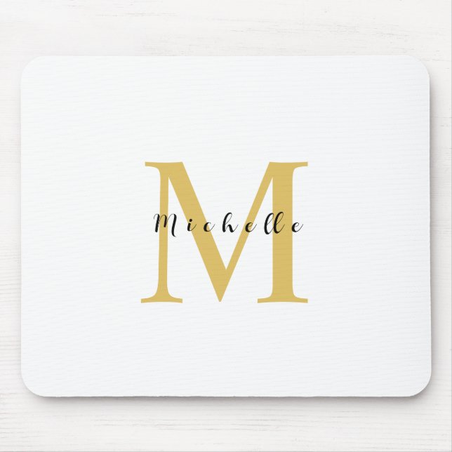 Tapis De Souris Monogram Gold Couleur Votre Nom Cadeau spécial Bie (Devant)