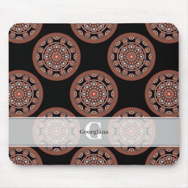 Tapis De Souris Monogram Safari Coucher de soleil Bohemian Polka D (Devant)