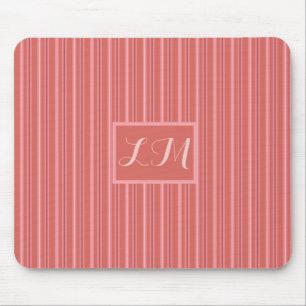 Tapis De Souris Monogramme à rayures roses tendance et mignonnes