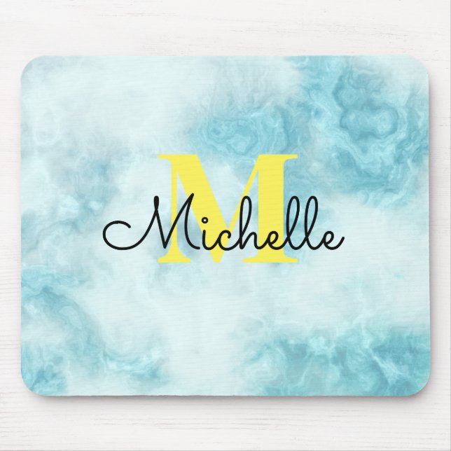 Tapis De Souris Monogramme Abstrait en marbre (Devant)