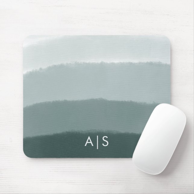 Tapis De Souris Monogramme Aquarelle Initiale De L'Ombre D'Épinett (Avec souris)