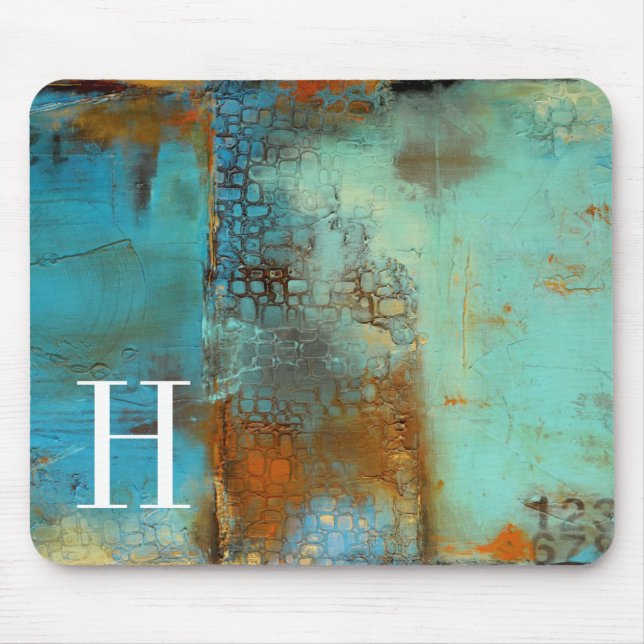 Tapis De Souris Monogramme | Bleu deja (Devant)