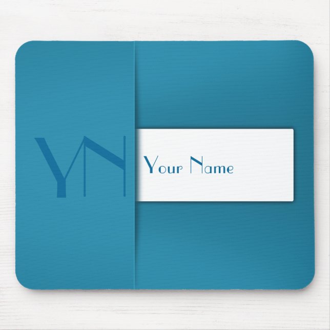 Tapis De Souris Monogramme bleu moderne (Devant)