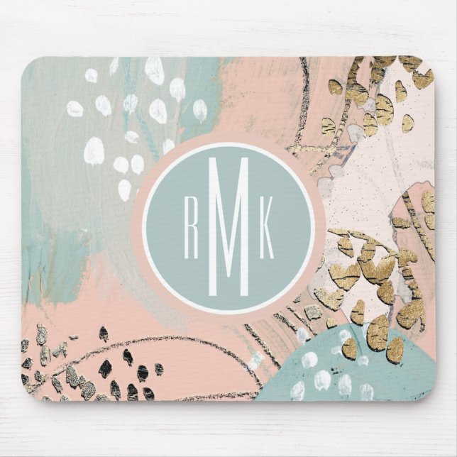 Tapis De Souris Monogramme | Blush & Gold I (Devant)