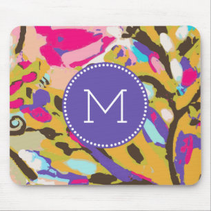 Tapis De Souris Monogramme   Boho rose Floral I