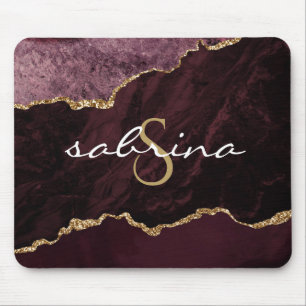 Tapis De Souris Monogramme Bourgogne Agate Géode