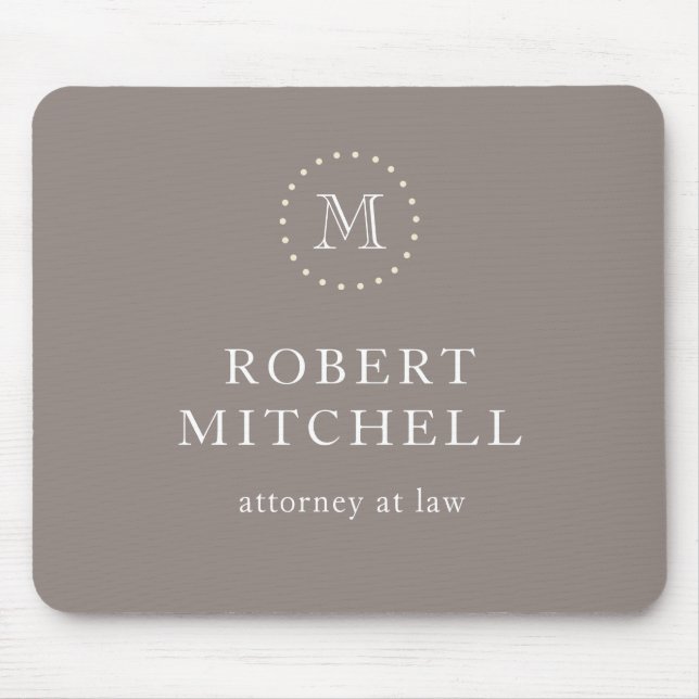 Tapis De Souris Monogramme Brown Élégant professionnel Mousepad (Devant)