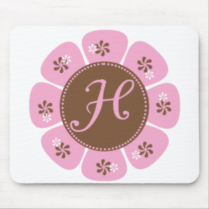 Tapis De Souris Monogramme Brown et rose H