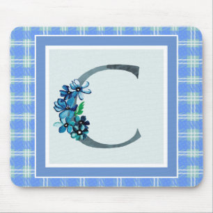 Tapis De Souris Monogramme "C" bleu plaqué