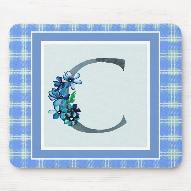 Tapis De Souris Monogramme "C" bleu plaqué (Devant)