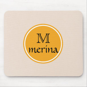 Tapis De Souris Monogramme Cercle jaune or