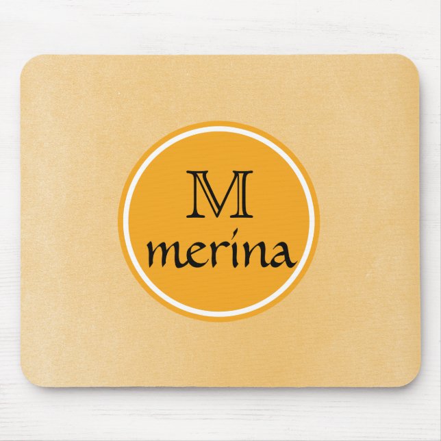Tapis De Souris Monogramme Cercle jaune or (Devant)