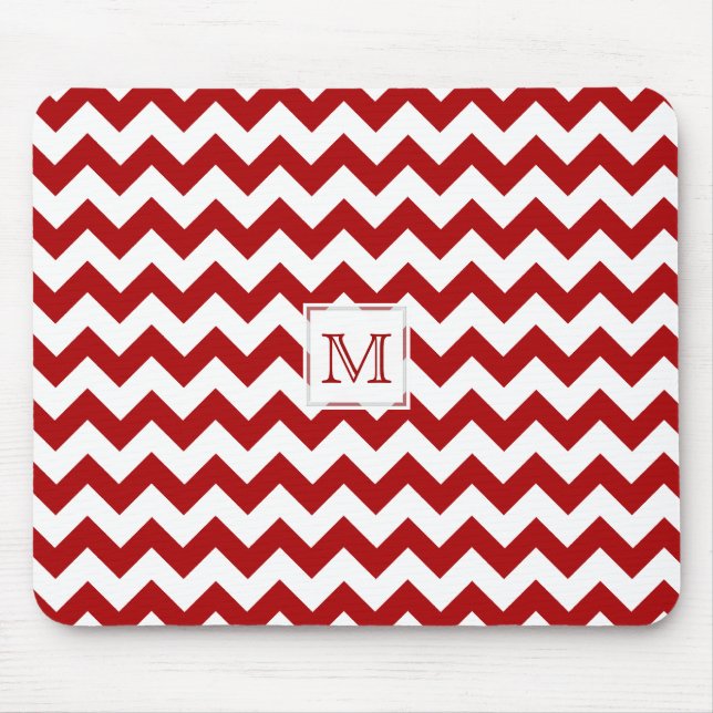 Tapis De Souris Monogramme : Copie rouge et blanche Mousepad de (Devant)