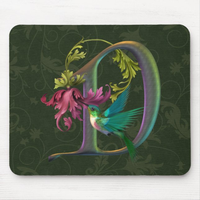 Tapis De Souris Monogramme D de colibri (Devant)