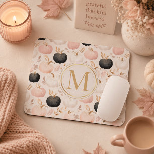 Tapis De Souris Monogramme de citrouille moderne – Initiale person