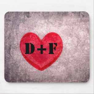Tapis De Souris Monogramme de coeur en pierre Personnaliser