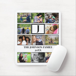 Tapis De Souris Monogramme de famille personnalisé 11 Collage phot