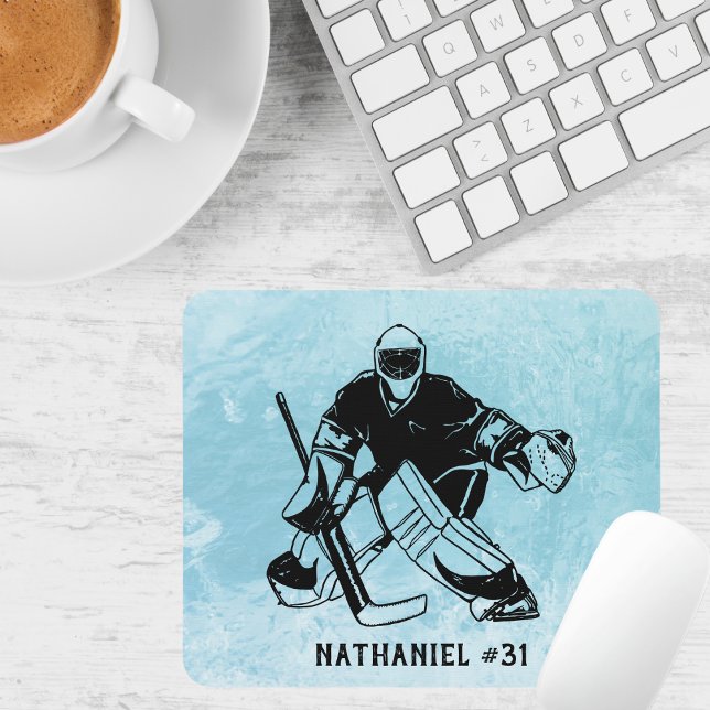 Tapis De Souris Monogramme de gardien des objectifs de hockey sur  (Créateur téléchargé)