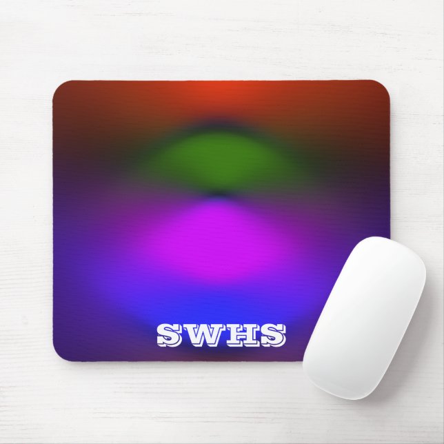 Tapis De Souris Monogramme de l'école Neon Blue, Purple, Green & O (Avec souris)