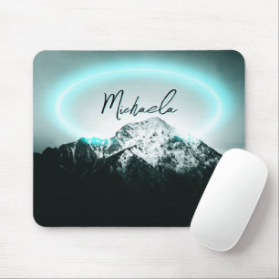 Tapis De Souris Monogramme de lumière de néon bleu mystérieux de m