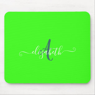 Tapis De Souris Monogramme de néon fluorescent vert