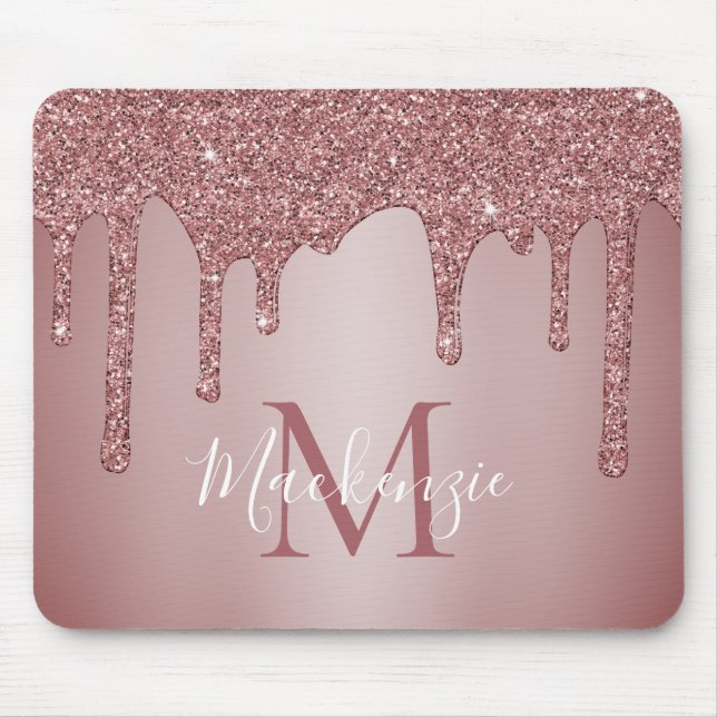 Tapis De Souris Monogramme de Parties scintillant à étincelle rose (Devant)