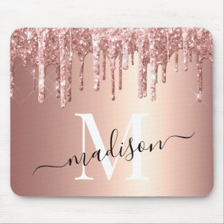 Tapis De Souris Monogramme de Parties scintillant d'or pour fille 