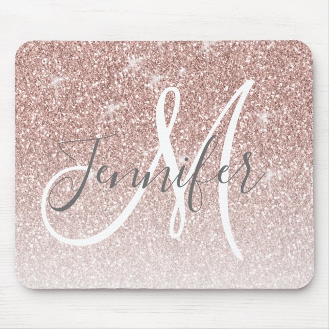 Tapis De Souris Monogramme de Parties scintillant Gold Rose de fil (Devant)