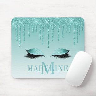Tapis De Souris Monogramme de Parties scintillant Turquoise modern