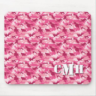 Tapis De Souris Monogramme de stylo de caméra rétro-militaire rose