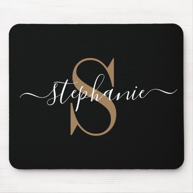 Tapis De Souris Monogramme d'or noir (Devant)