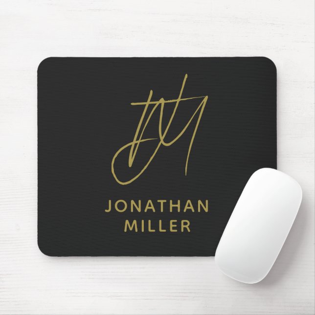 Tapis De Souris Monogramme d'or noir (Avec souris)