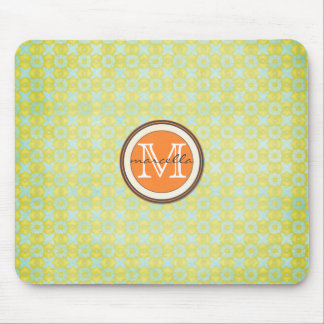 Tapis De Souris Monogramme d'orange d'arrière - plan de motif d'or