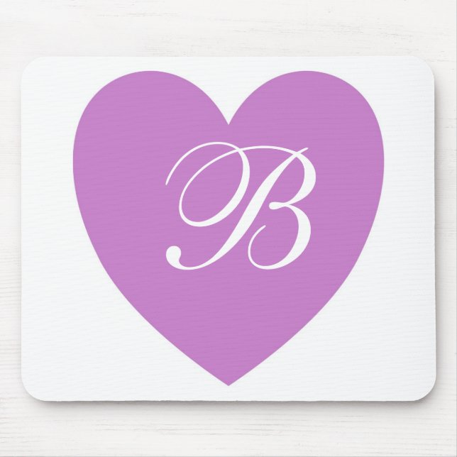 Tapis De Souris Monogramme du coeur pourpre Mousepad (Devant)
