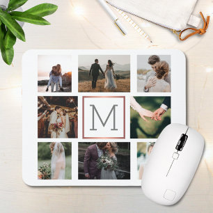 Tapis De Souris Monogramme du collage photo mariage