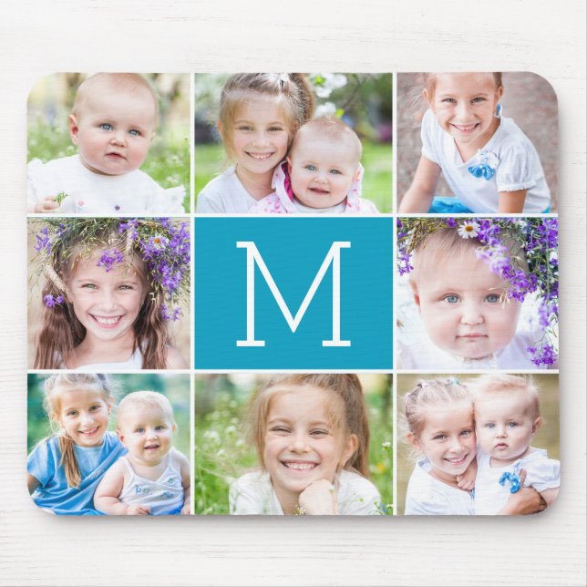Tapis De Souris Monogramme ÉDITABLE COULEUR Photo Pad (Devant)