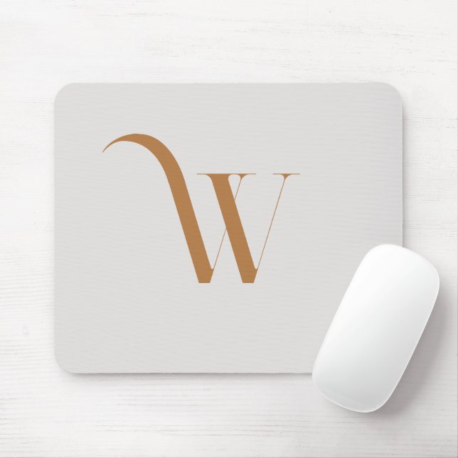 Tapis De Souris Monogramme Élégant Moderne Doux Brown initial (Avec souris)